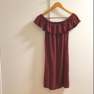 Off the Shoulder Red Sun Dress